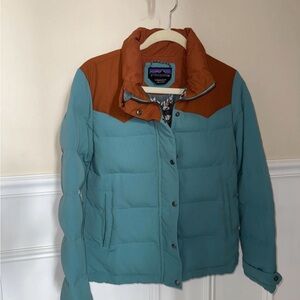 Patagonia Bivy Down Puffer coat rare teal mushroom print Small 2016
